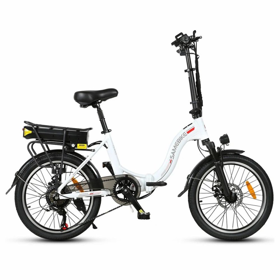 E-Bikes, Scooters & Wheels * | Samebike Jg20 Smart Folding Electric Moped Bike 350W Motor 10Ah Battery 32Km/H Max Speed 20 Inch Tire White