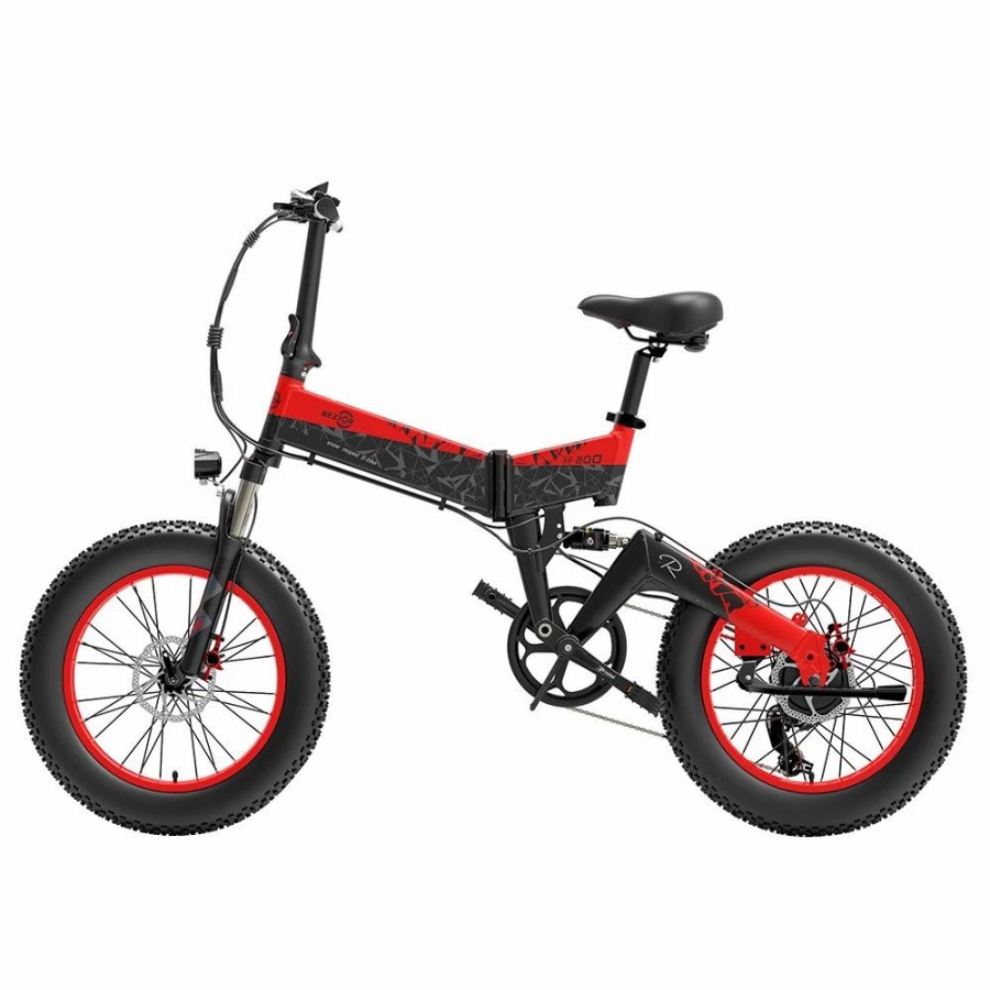 E-Bikes, Scooters & Wheels * | Bezior Xf200 Off-Road Electric Bike All Terrain Electric Bicycle 20 4" Fat Tire 48V 1000W Motor 40Km/H Max Speed 15Ah Battery Shimano 7-Speed Shifting System Black Red