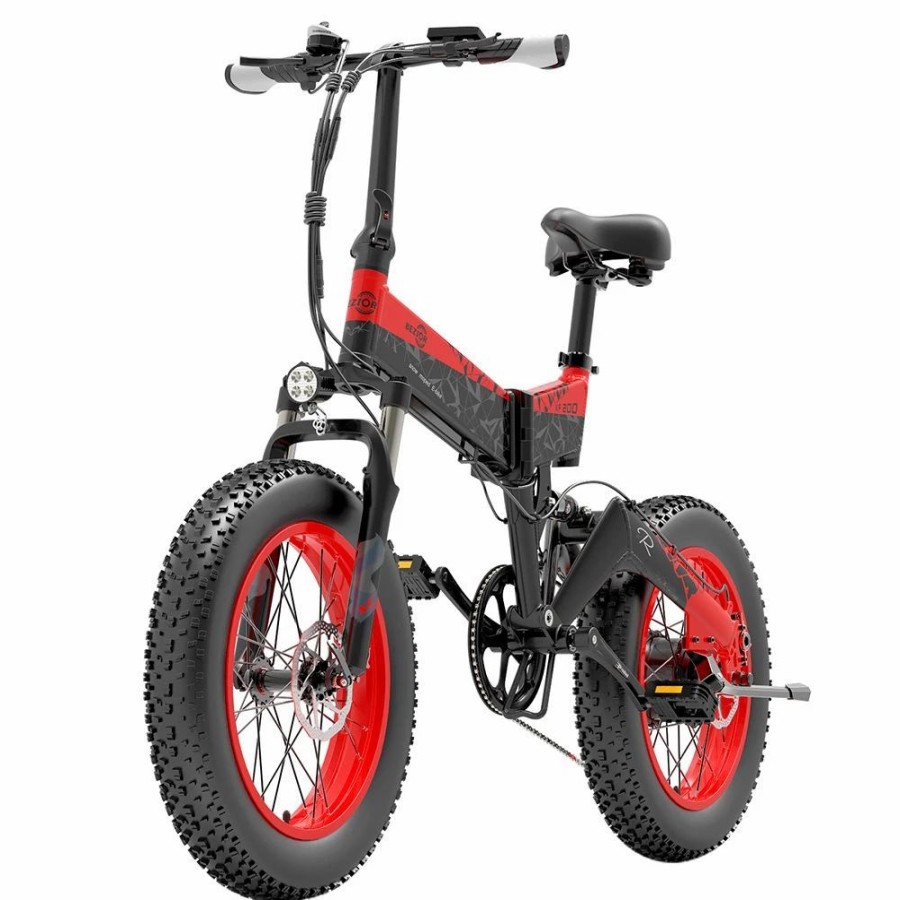 E-Bikes, Scooters & Wheels * | Bezior Xf200 Off-Road Electric Bike All Terrain Electric Bicycle 20 4" Fat Tire 48V 1000W Motor 40Km/H Max Speed 15Ah Battery Shimano 7-Speed Shifting System Black Red