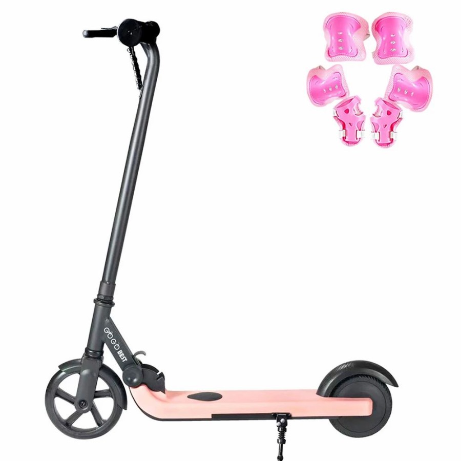 E-Bikes, Scooters & Wheels * | Gogobest V1 Electric Folding Children Scooter 150W Motor 21.6V 2Ah Battery Max Speed 4~6Km/H For Kid'S Outdoor Sports With Free Knees And Elbows Protectors Pink