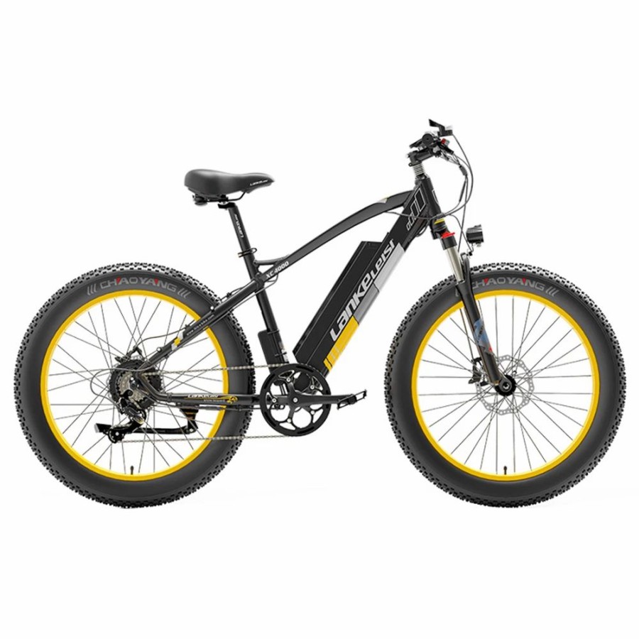 E-Bikes, Scooters & Wheels * | Lankeleisi Xc4000 Electric Bike 26*4.0 Inch Fat Tires 1000W Motor 40Km/H Max Speed 48V 17.5Ah Battery Shimano 7 Speed 120Km Range 1800Kg Max Load Yellow