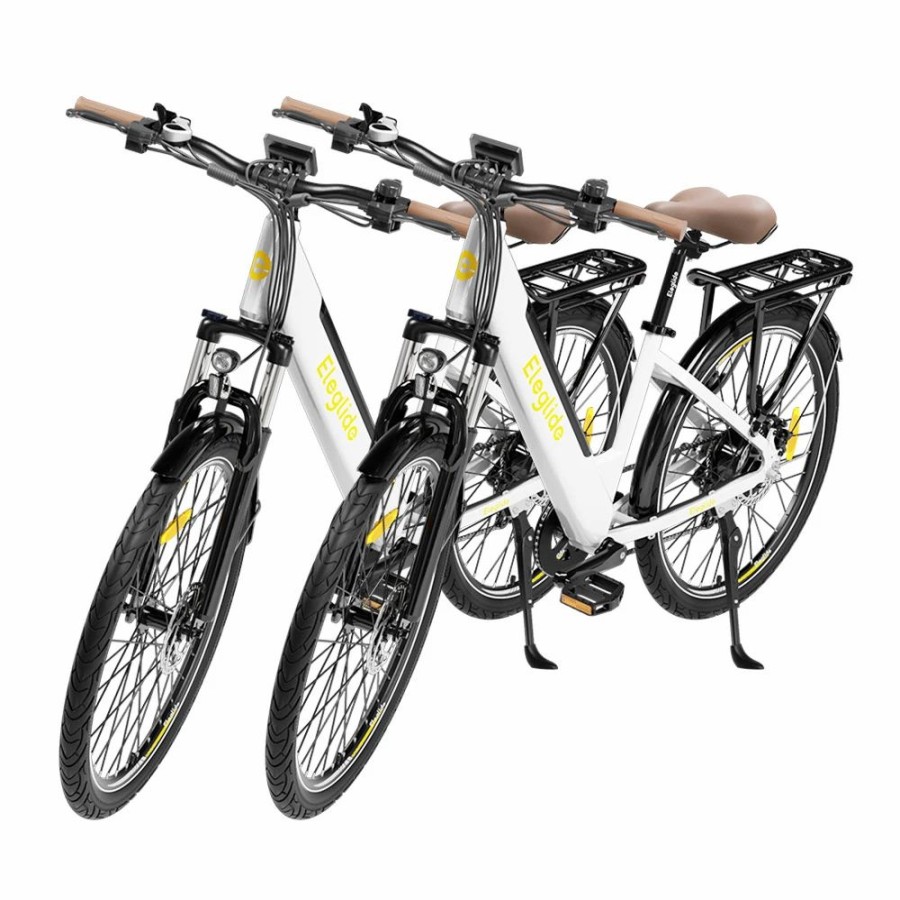 E-Bikes, Scooters & Wheels * | 2Pcs Eleglide T1 Step-Thru Electric Trekking Bike 27.5 Inch Cst Tires 36V 12.5Ah Battery 250W Brushless Motor Shimano 7 Gears Max Speed 25Km/H Max Range 100Km Max Load 120Kg Ipx4 Waterproof Dual Disk Braketrekking E-Bike White