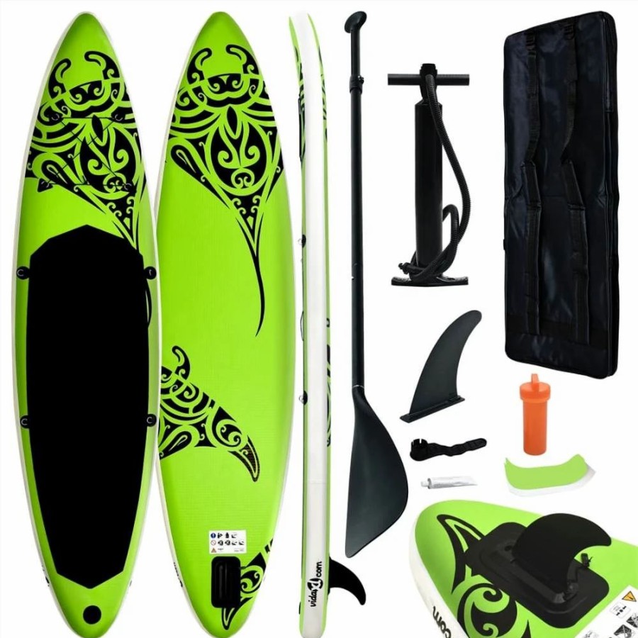 Exercise * | Inflatable Stand Up Surf Paddleboard Set 320 X 76 X 15 Cm, Suitable For Adults And Beginners Green