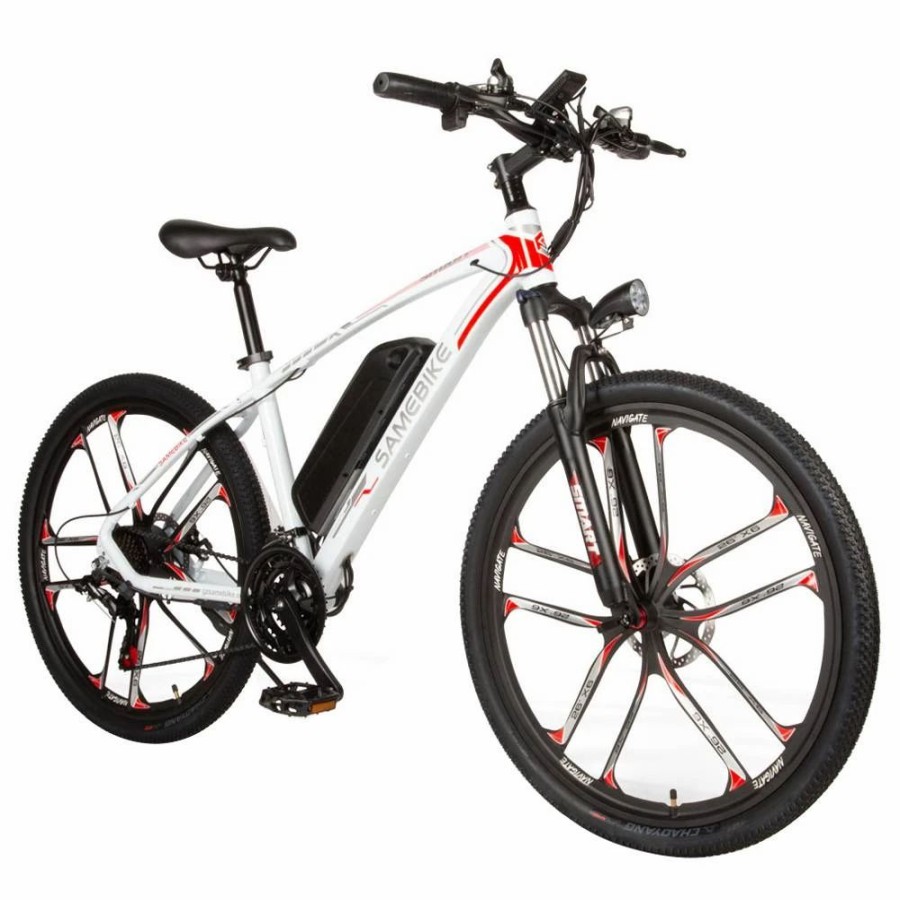 E-Bikes, Scooters & Wheels * | Samebike My-Sm26 Electric Bike 26 Inch Tires 350W Motor Max Speed 30Km/H Up To 80Km Range Max Load 150Kg Dual Disk Brakes Lcd Display Magnesium Alloy Rim White