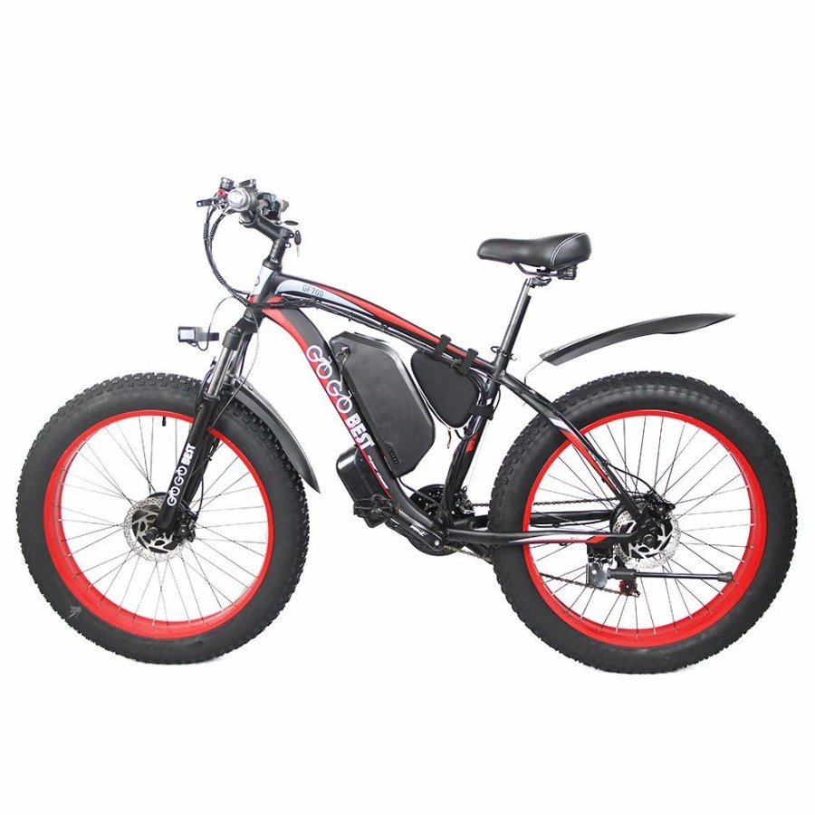 E-Bikes, Scooters & Wheels * | Gogobest Gf700 26*4.0 Inch Fat Tire Electric Mountain Bike 48V 17.5Ah Battery 2*500W Dual Motor Max Speed 50Km/H 70Km Power-Assisted Range Max Load 200Kg Ip54 Waterproof Hydraulic Disc Brake Mtb Bike 6061 Aluminum Alloy Frame Black Red