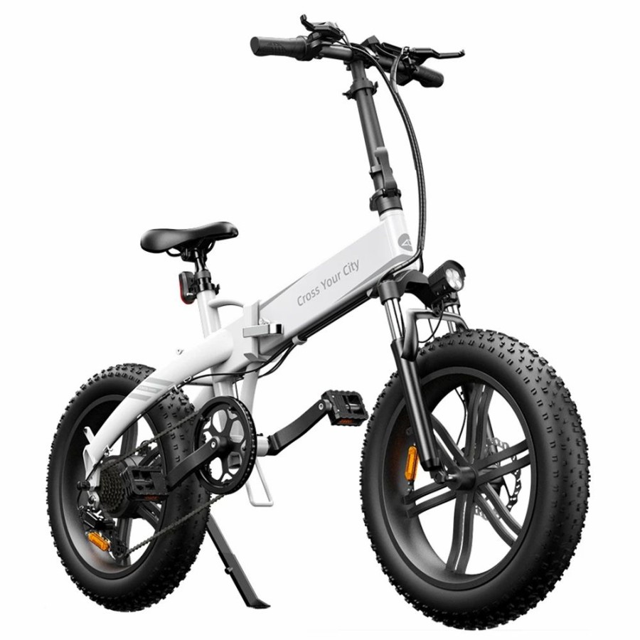 E-Bikes, Scooters & Wheels * | Ado A20F+ Off-Road Electric Folding Bike 20*4.0 Inch 250W Brushless Dc Motor Shimano 7-Speed Rear Derailleur 36V 10.4Ah Removable Battery 25Km/H Max Speed Pure Power Up To 50Km Range Aluminum Alloy Frame White