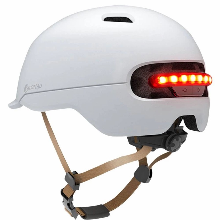 Cycling * | Xiaomi Smart4U Sh50 Bicycle Smart Flash Helmet Automatic Light Perception Warning Light Long Battery Life Ipx4 Waterproof Size L White