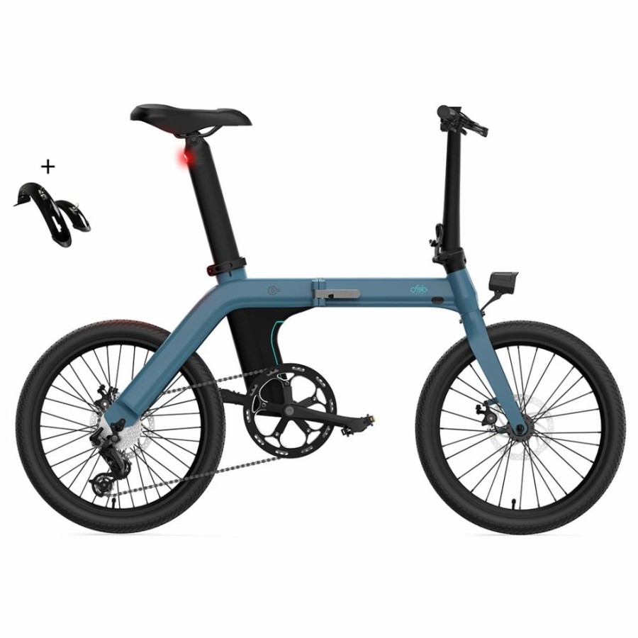 E-Bikes, Scooters & Wheels * | Fiido D11 Folding Electric Moped Bicycle 20 Inches Tires 250W Motor 25Km/H Max Speed Three Modes 36V 11.6Ah Lithium Battery 100Km Range Adjustable Seat Dual Disc Brakes With Lcd Display For Adults Teenagers + Mudguards Blue