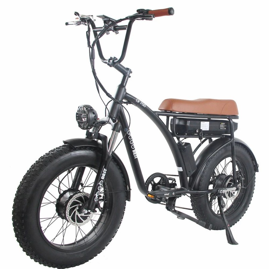 E-Bikes, Scooters & Wheels * | Gogobest Gf750 Electric Retro Bicycle 20*4.0 Inch Fat Tire 1000W*2 Dual Motors 50Km/H Max Speed 48V 17.5Ah Battery 80Km Range Shimano 7-Speed Gear With Usb Phone Charging 200Kg Max Load Black