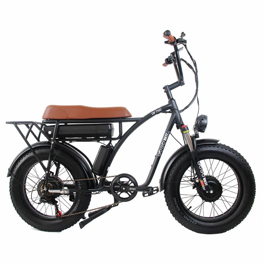 E-Bikes, Scooters & Wheels * | Gogobest Gf750 Electric Retro Bicycle 20*4.0 Inch Fat Tire 1000W*2 Dual Motors 50Km/H Max Speed 48V 17.5Ah Battery 80Km Range Shimano 7-Speed Gear With Usb Phone Charging 200Kg Max Load Black