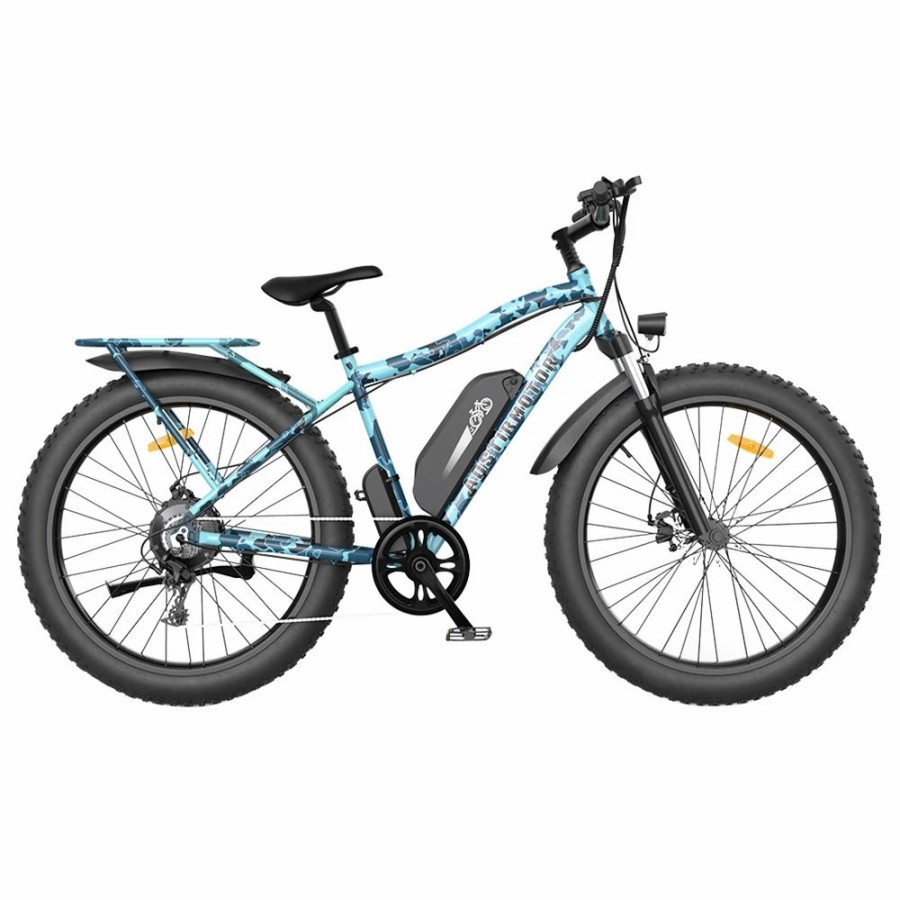 E-Bikes, Scooters & Wheels * | Aostirmotor S07-F Electric Bike 26*4.0" Fat Tire 48V 13Ah Battery 750W Motor 7 Speed Shimano Gear Ocean Blue Camo