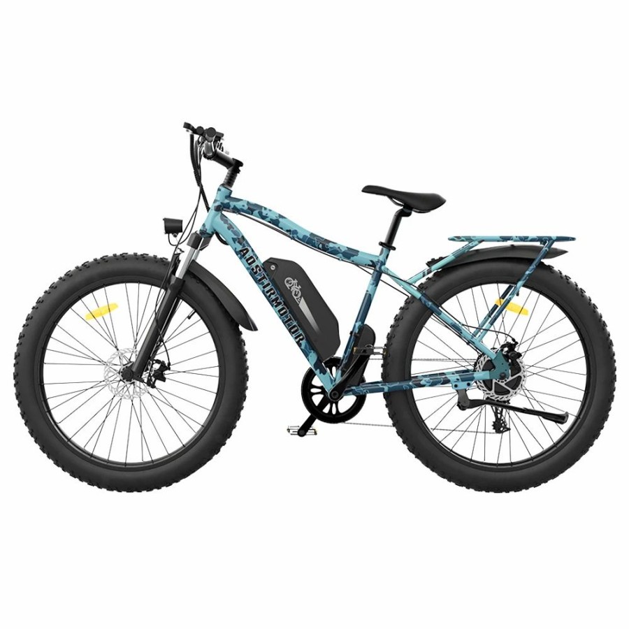 E-Bikes, Scooters & Wheels * | Aostirmotor S07-F Electric Bike 26*4.0" Fat Tire 48V 13Ah Battery 750W Motor 7 Speed Shimano Gear Ocean Blue Camo