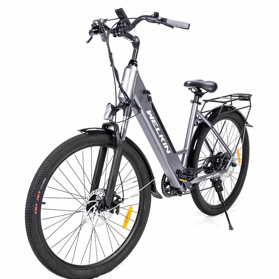 E-Bikes, Scooters & Wheels * | Welkin Wkem002 Electric Bicycle 27.5*1.95 Inch Tires City Bike 250W Brushless Motor 25Km/H Max Speed 36V 10.4Ah Battery 120Kg Max Load Silver