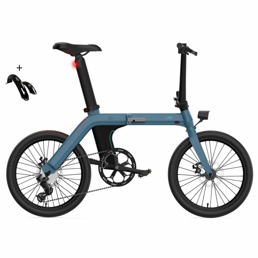 E-Bikes, Scooters & Wheels * | Fiido D11 Folding Electric Moped Bicycle 20 Inches Tire 25Km/H Max Speed Three Modes 11.6Ah Lithium Battery 100Km Range Adjustable Seat Dual Disc Brakes With Lcd Display For Adults Teenagers + Mudguards Blue