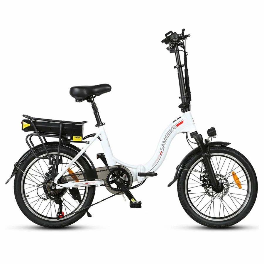 E-Bikes, Scooters & Wheels * | Samebike Jg20 Smart Folding Electric Moped Bike 350W Motor 10Ah Battery 32Km/H Max Speed 20 Inch Tire White