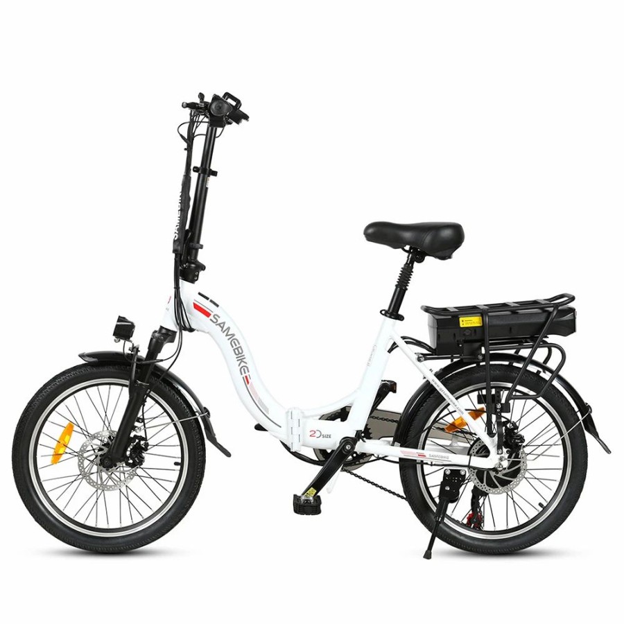 E-Bikes, Scooters & Wheels * | Samebike Jg20 Smart Folding Electric Moped Bike 350W Motor 10Ah Battery 32Km/H Max Speed 20 Inch Tire White