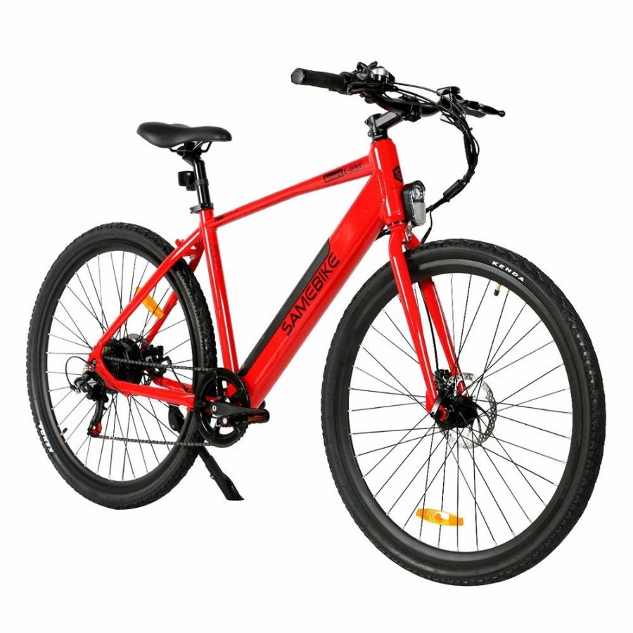 E-Bikes, Scooters & Wheels * | Samebike Xwp10 Electric Bike 700*45C Kenda Tires 350W Motor 32Km/H Max Speed 36V 10.4Ah Battery For 40-80Km Range Dual Disc Brakes Shimano 7-Speed Gear App Control Red