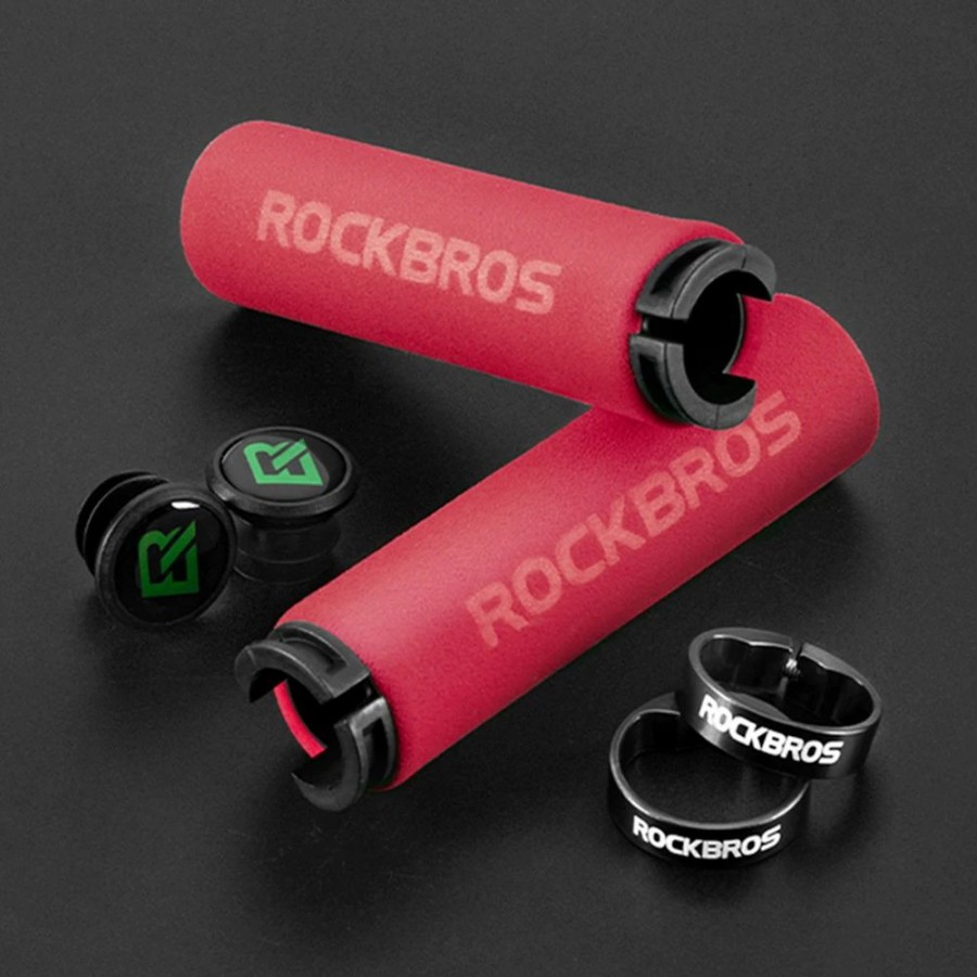 Cycling * | Rockbros Bicycle Grip Mtb Sponge Handlebar Grip Anti-Skid Shock-Absorbing Soft Bike Grip Ultralight Red & Black