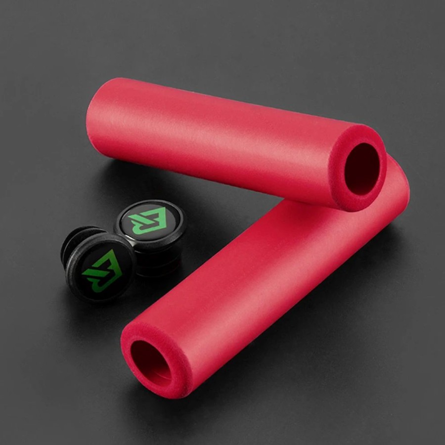 Cycling * | Rockbros Bicycle Grip Mtb Silicone Handlebar Grip Anti-Skid Shock-Absorbing Soft Bike Grip Ultralight Red