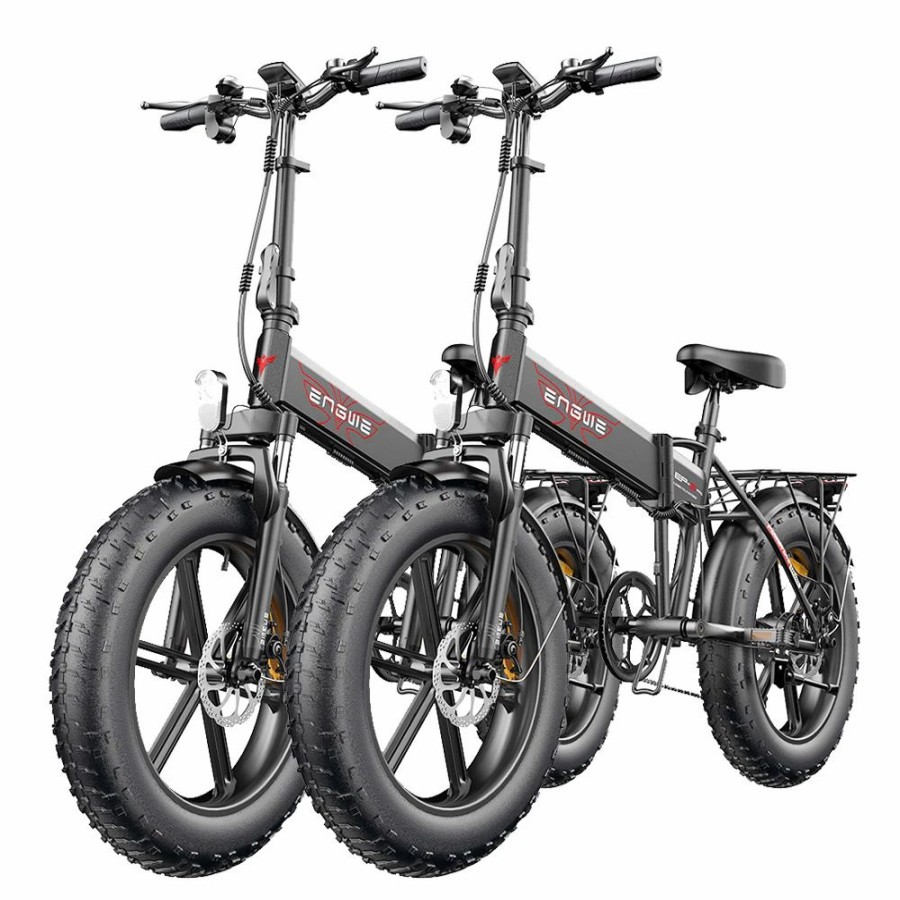 E-Bikes, Scooters & Wheels * | 2Pcs Engwe Ep-2 Pro Electric Bicycle 20 *4.0 Inch Fat Tires 750W Motor 48V 13Ah Battery 35Km/H Max Speed 100Km Range Shimano 7 Speed Gears 150Kg Max Load Mountain Beach Snow Bicycle Dual Disc Brake Folding Bike Black