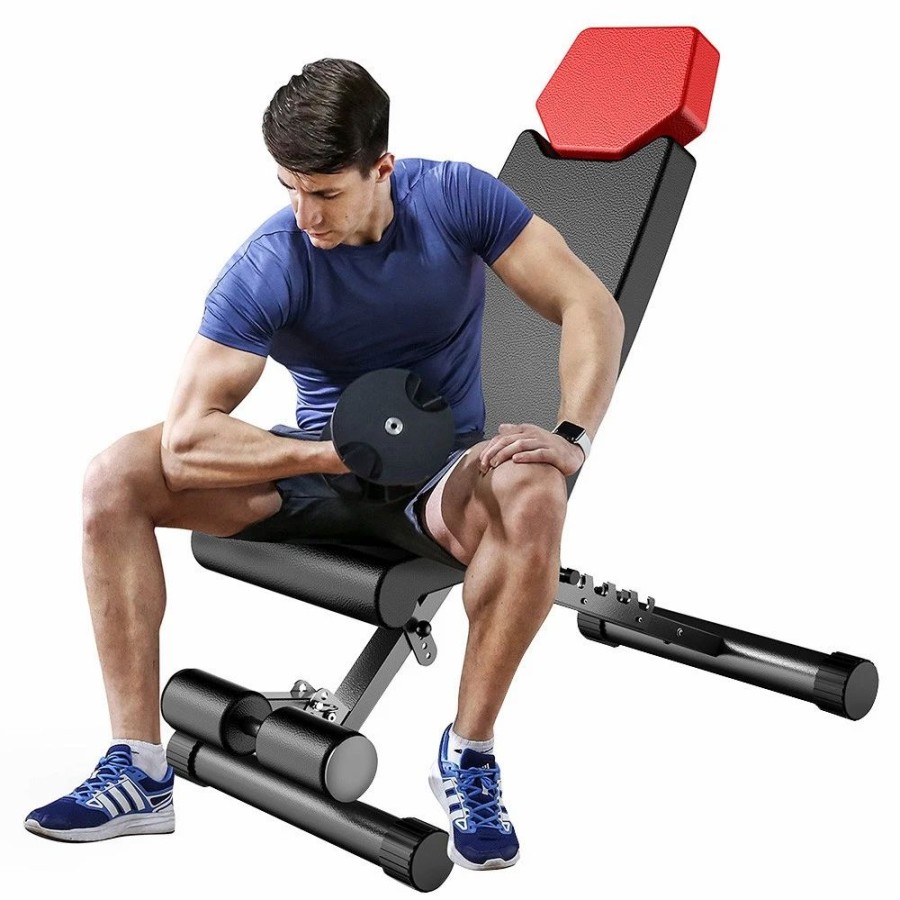 Exercise * | Finer Form 5-In-1 Weight Bench, 660Lbs Weight Limit Adjustable Foldable Training Equipment For Bench Press, Strength Training, Full Body Workout