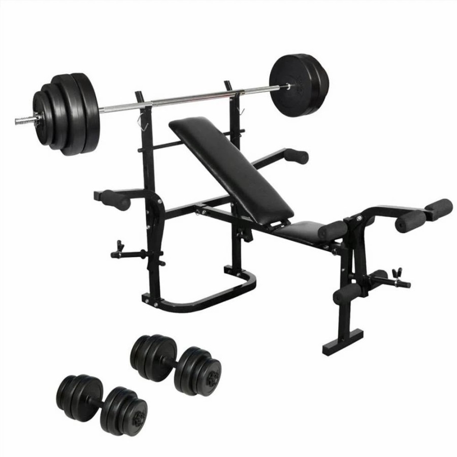 Exercise * | Folding Weight Bench Dumbbell Barbell Set Home Gym