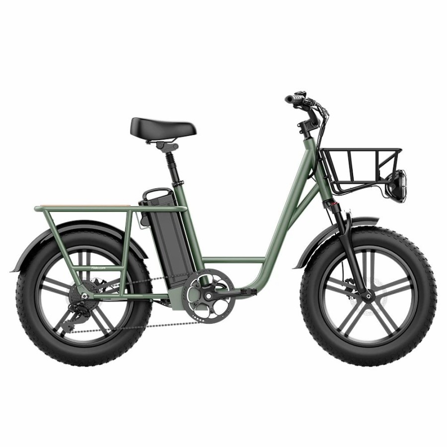 E-Bikes, Scooters & Wheels * | Fiido T1 Cargo Electric Bike 20*4.0 Inch Fat Tires 750W Power 50Km/H Max Speed 48V 20Ah Lithium Battery 150Km Range Shock Absorber Green