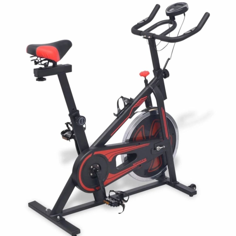 Exercise * | Exercise Spinning Bike With Pulse Sensors Black And Red