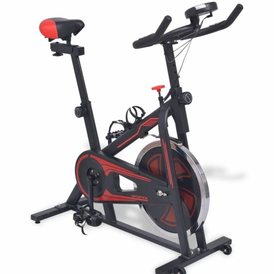 Exercise * | Exercise Spinning Bike With Pulse Sensors Black And Red