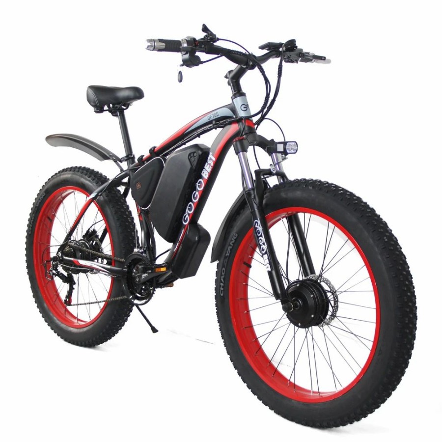 E-Bikes, Scooters & Wheels * | Gogobest Gf700 26*4.0 Fat Tire Electric Mountain Bike 17.5Ah Battery 500W Dual-Motor 6061 Aluminum Alloy Frame Max Speed 50Km/H 70Km Power-Assisted Range Ip54 Hydraulic Disc Brake Mtb Load 200Kg Black Red