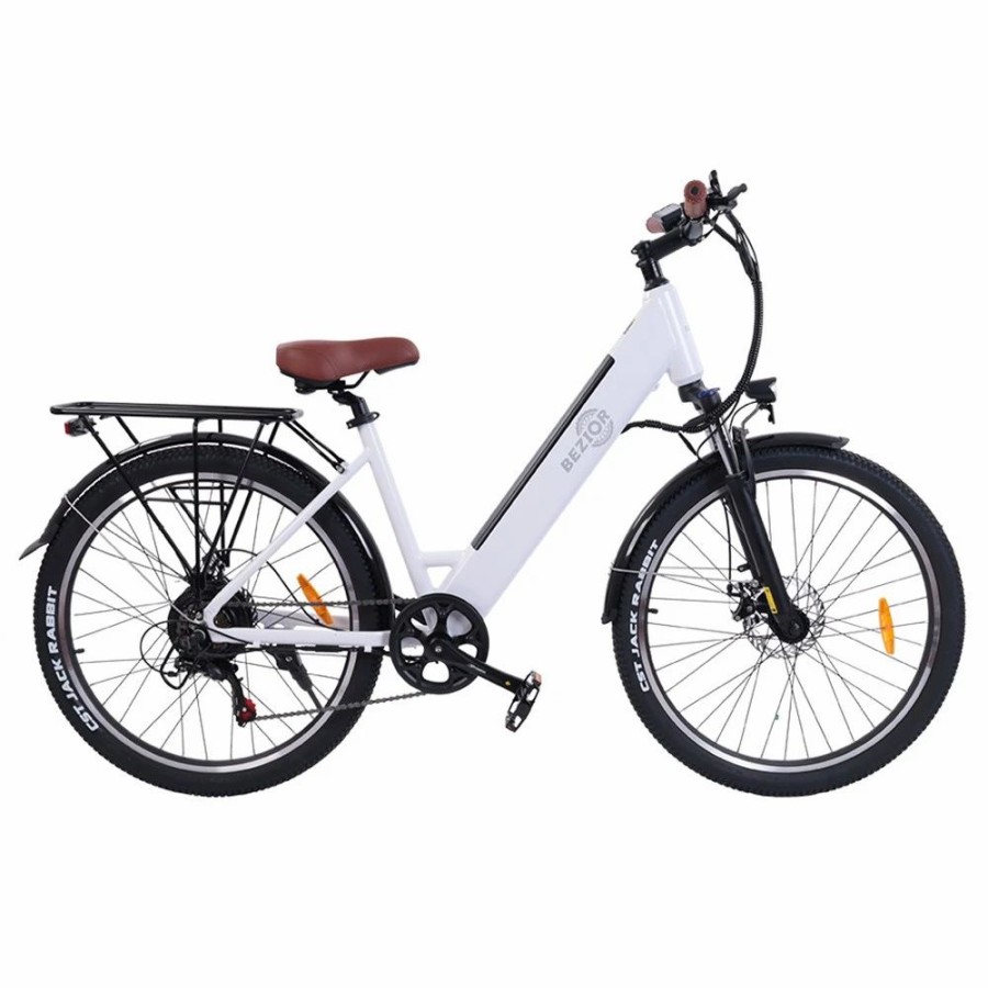 E-Bikes, Scooters & Wheels * | Bezior M3 Electric Bike 48V 500W Motor 32Km/H Max Speed 10.4Ah Battery 60Km Max Range 26*2.1" Cst Tires Shimano 7 Speed Gear White