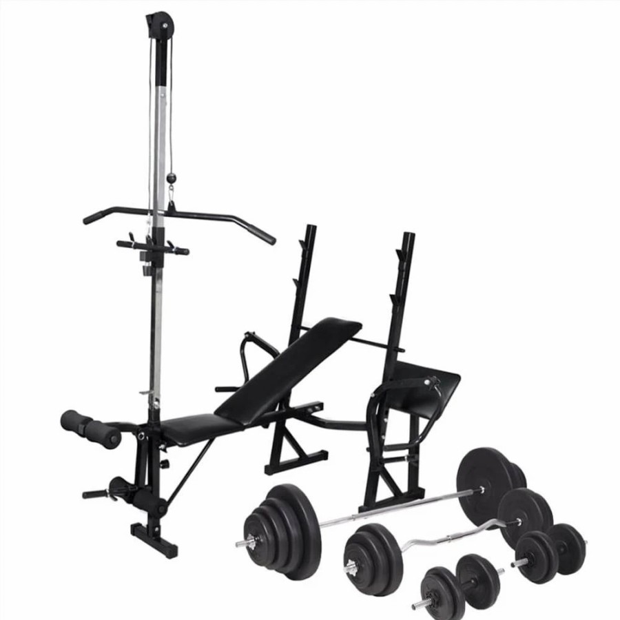 Exercise * | Workout Bench With Weight Rack, Barbell And Dumbbell Set 120 Kg