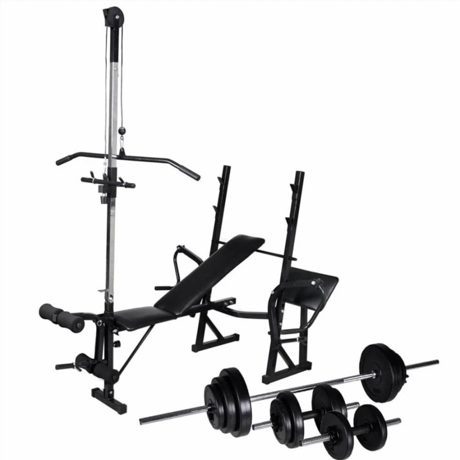 Exercise * | Workout Bench With Weight Rack, Barbell And Dumbbell Set 30.5Kg