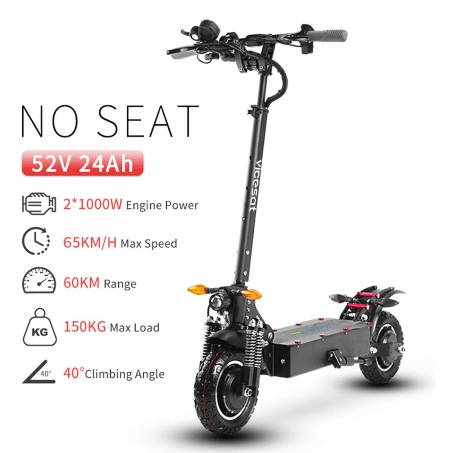 E-Bikes, Scooters & Wheels * | Vicesat Vs04 Electric Scooter 10 Inch 2*1000W Motor 52V 24Ah Battery 65Km/H Max Speed 60Km Range 150Kg Max Load