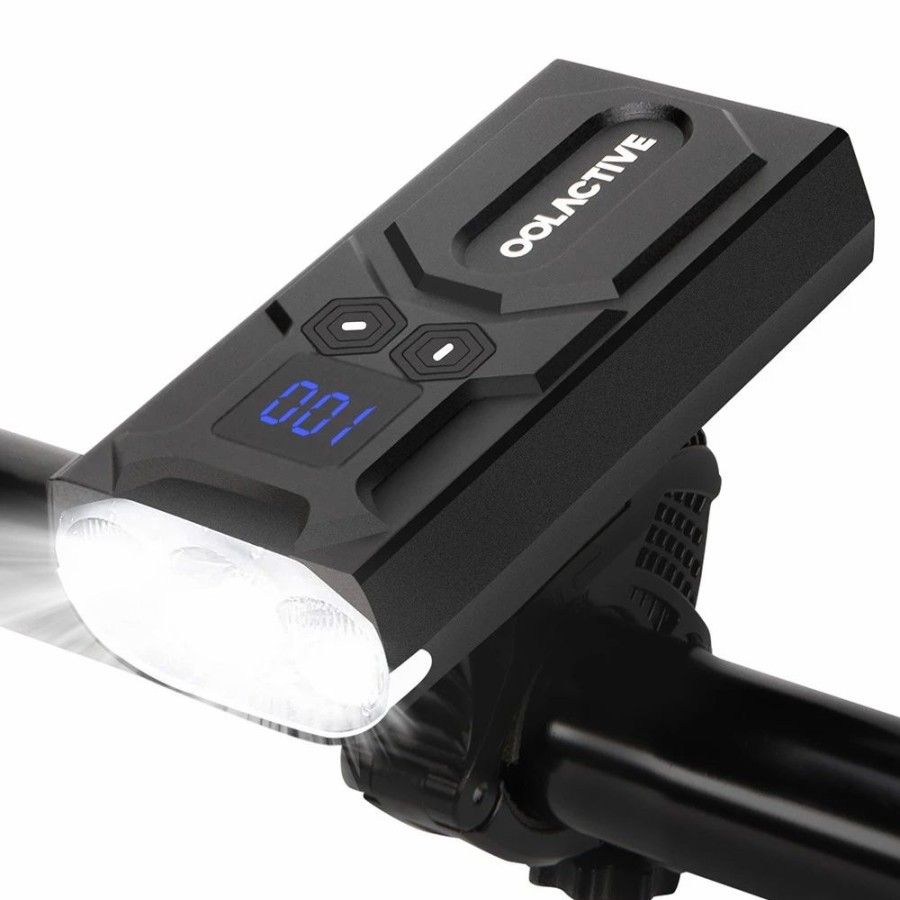 Cycling * | Oolactive Yq-Y20 Bicycle Headlights 5200Mah Battery 1200 Lumes With Battery Indicator Black