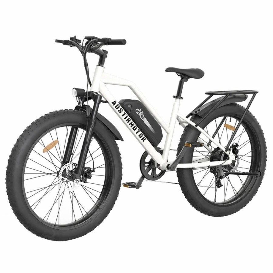 E-Bikes, Scooters & Wheels * | Aostirmotor S07-G Electric Bike 26*4.0 Inch Fat Tire 48V 13Ah Battery 750W Motor 45Km/H Max Speed Shimano 7-Speed Gear Dual Disc Brake White