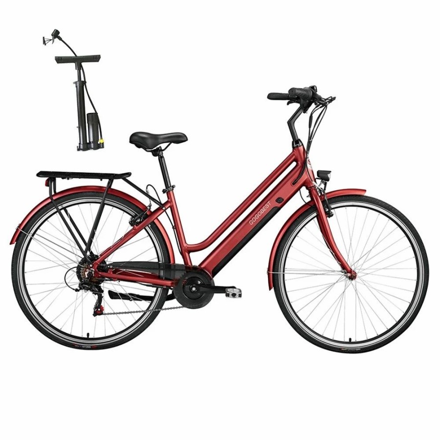 E-Bikes, Scooters & Wheels * | Gogobest Gm28 Electric Bike 36V 350W Motor 32Km/H Max Speed 10.4Ah Battery 60-80Km Range Shimano 7 Speed Gear 120Kg Load Red