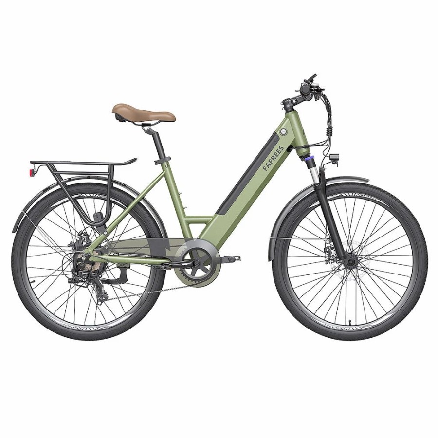 E-Bikes, Scooters & Wheels * | Fafrees F26 Pro City E-Bike 26 Inch Step-Through Electric Bicycle 25Km/H 250W Motor 36V 10Ah Embedded Removable Battery Shimano 7 Speed Dual Disc Brakes App Connect Green