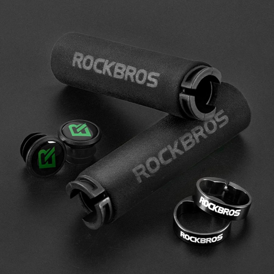 Cycling * | Rockbros Bicycle Grip Mtb Sponge Handlebar Grip Anti-Skid Shock-Absorbing Soft Bike Grip Ultralight Black