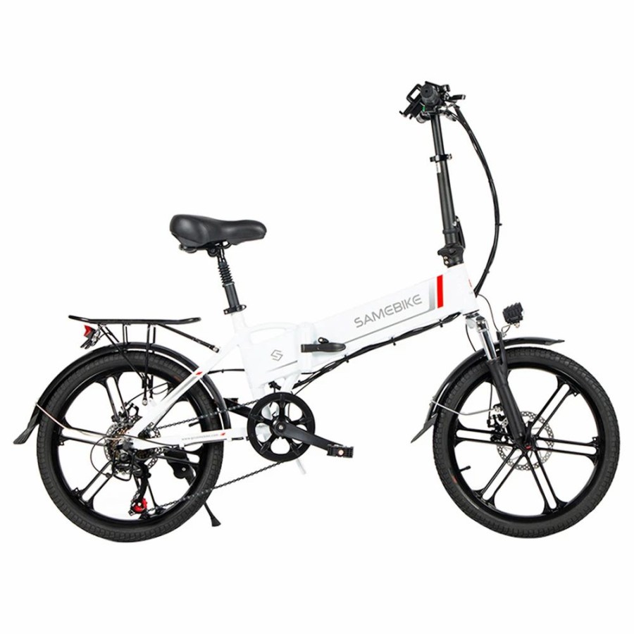 E-Bikes, Scooters & Wheels * | Samebike 20Lvxd30-Ii Folding Electric Moped Bike 20" Tire 48V 350W Motor 10Ah Battery 30Km/H Max Speed White