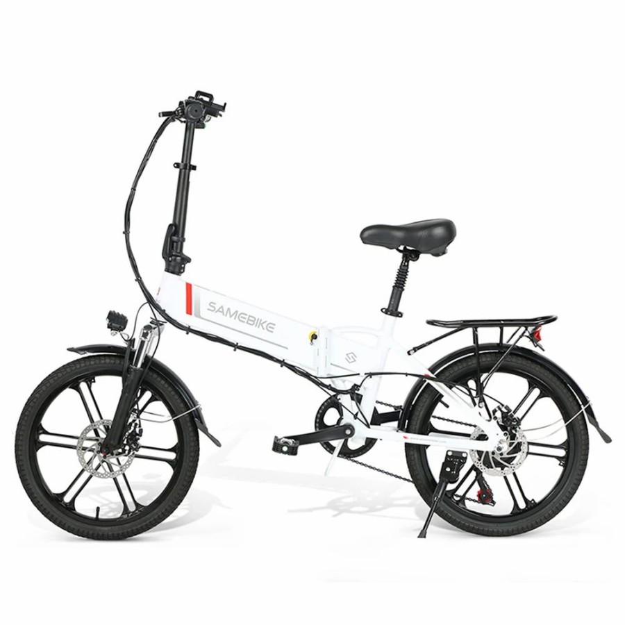 E-Bikes, Scooters & Wheels * | Samebike 20Lvxd30-Ii Folding Electric Moped Bike 20" Tire 48V 350W Motor 10Ah Battery 30Km/H Max Speed White