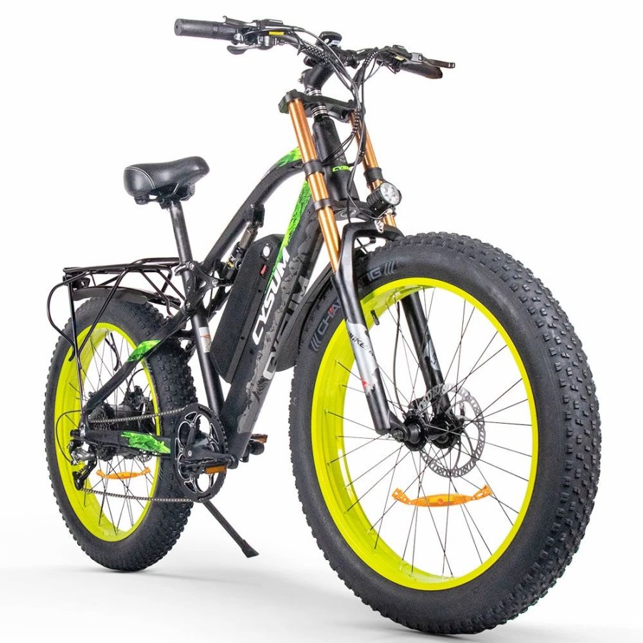 E-Bikes, Scooters & Wheels * | Cysum M900 Fat Tire Electric Bike 26*4.0 Inch Chaoyang Fat Tire 48V 1000W Brushless Gear Motor 40Km/H Max Speed 17Ah Removable Battery For 50-70 Range Black Green