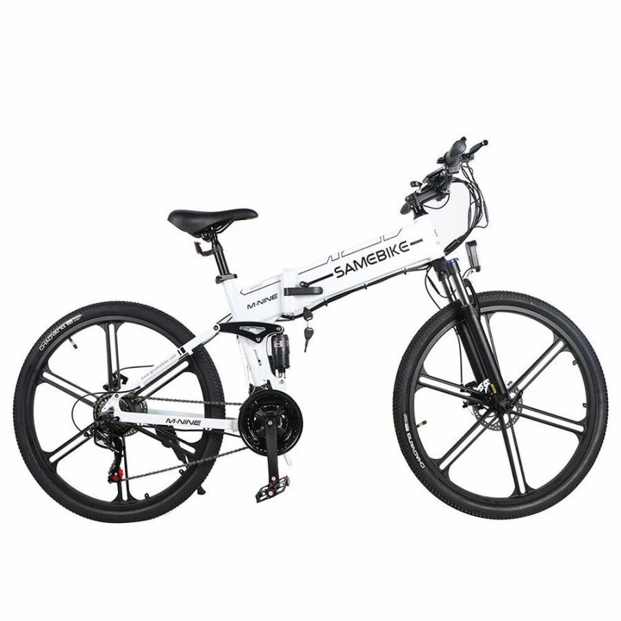 E-Bikes, Scooters & Wheels * | Samebike Lo26-Ii Portable Folding Smart Electric Moped Bike 500W Motor Max 35Km/H 26 Inch Tire White