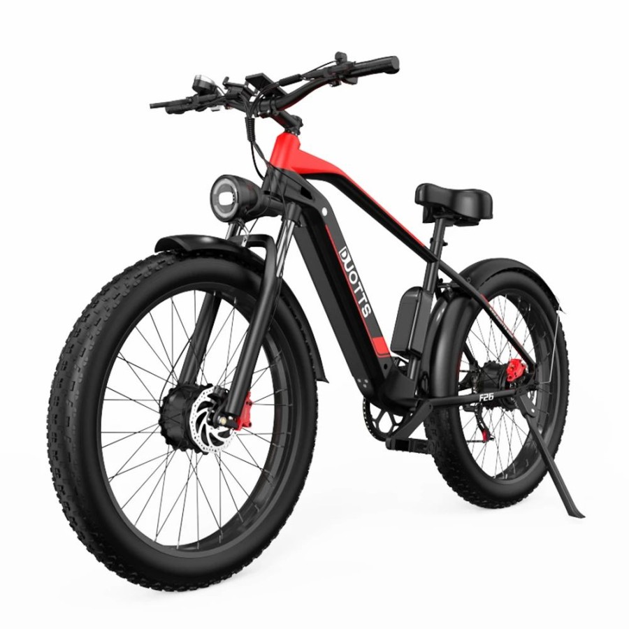 E-Bikes, Scooters & Wheels * | Duotts F26 Electric Mountain Bike 750W*2 Dual Motors 48V 20Ah Lg Battery 26*4.0 Inch Fat Tires 55Km/H Max Speed 55 Degree Climbing Smart Lcd Display Dual Disc Brakes Front Shock Absorption 150Kg Max Load 100Km Range Black