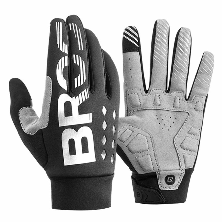 Cycling * | Rockbros Cycling Gloves Shockproof Wear Resistant Full Finger Windproof Gloves Breathable Lengthen Warm Mtb Glove L