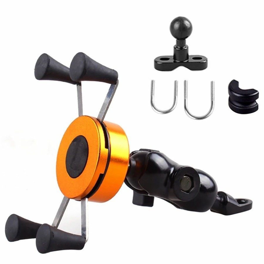 Cycling * | X-Type Phone Holder Fit For 4-6 Phone Gps Fixed On E-Scooters Motorcycle Bike Gold