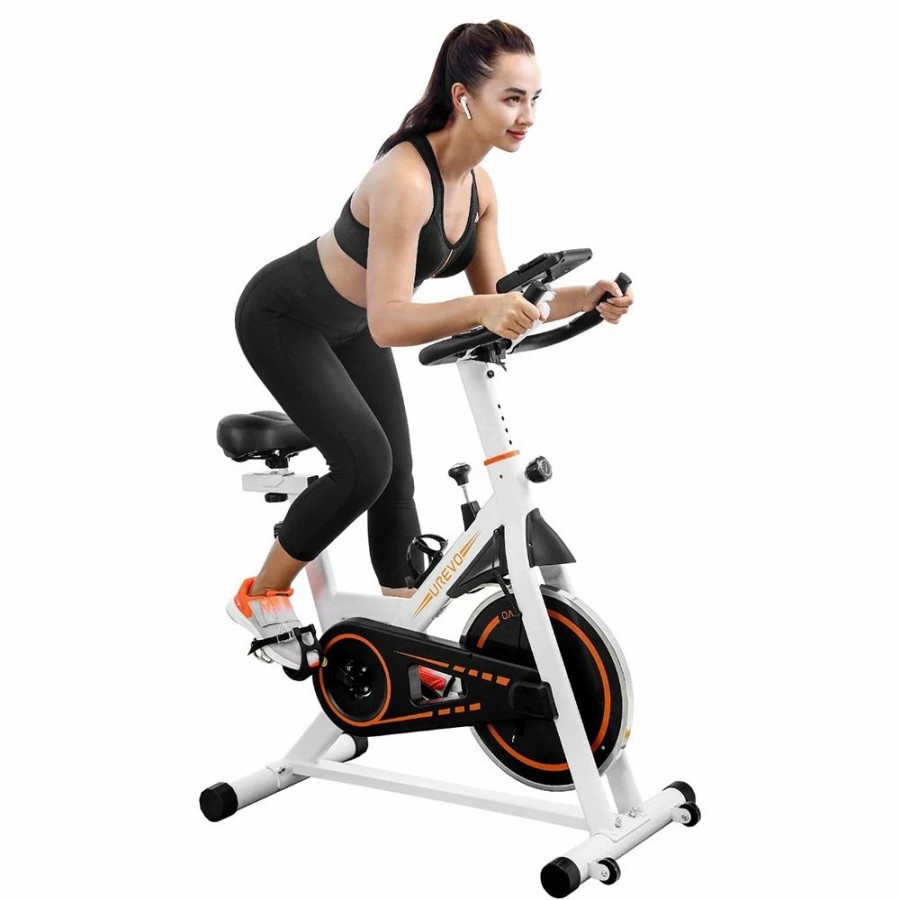 Exercise * | Urevo Indoor Cycling Bike Stationary Exercise Fitness Spinning Bike For Home Cardio Workout Bike Training Wit