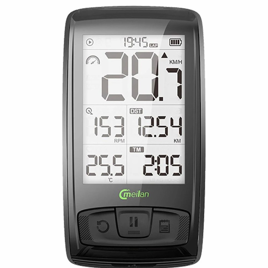 Cycling * | Meilan M4 Bike Computer Wireless Speedometer Odometer 2.5 Inch Iml Mirror Surface Screen Black