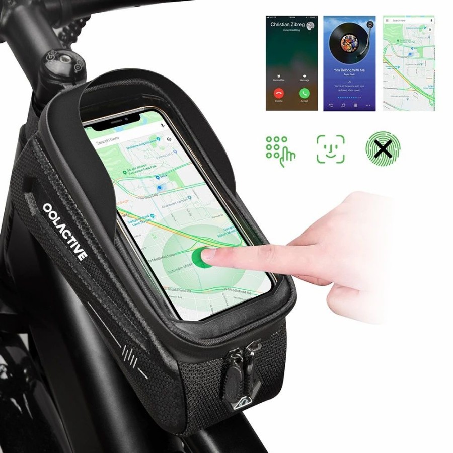 Cycling * | Oolactive Lf-0402 Bike Phone Front Frame Bag Bicycle Phone Mount Top Tube Bag Compatible Phone 4.7-6.5 Inch