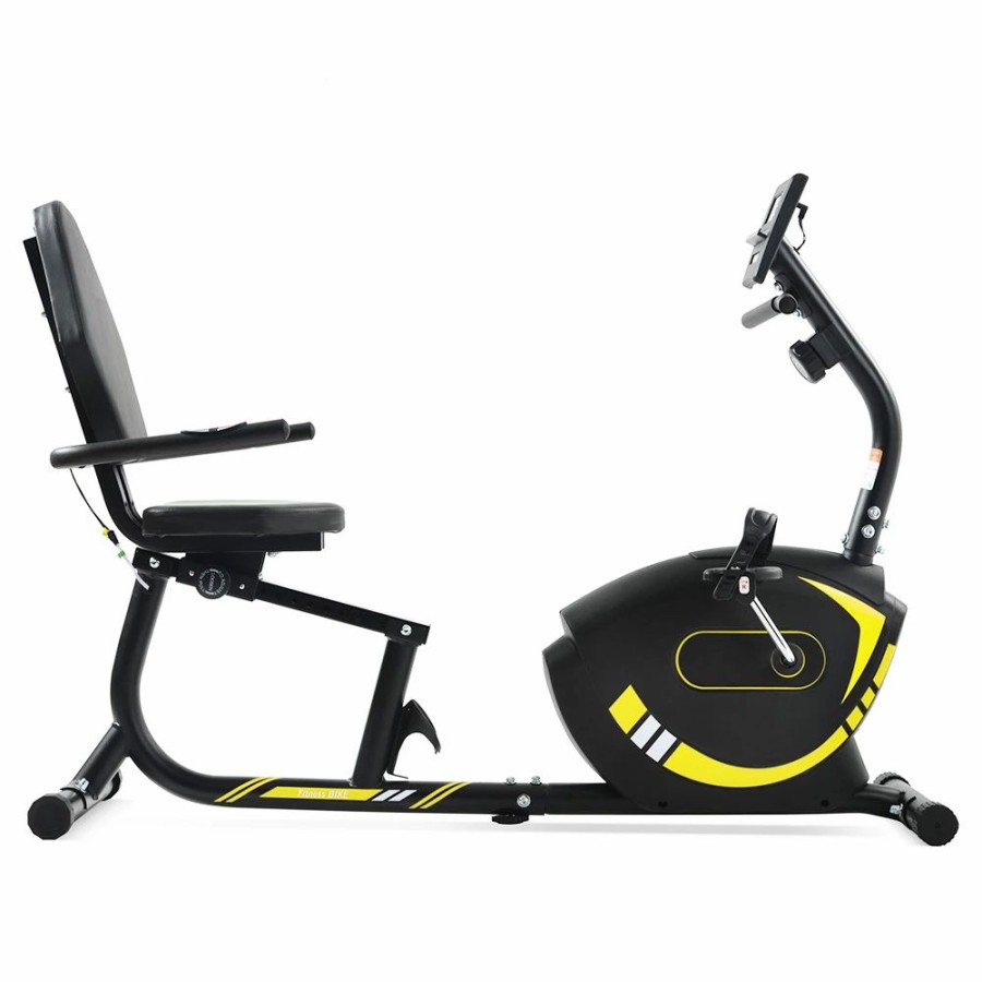 Exercise * | Merax Indoor Ergonomic Exercise Bike Seat Adjustment 8-Level Resistance Adjustment Lcd Display Maximum Load 120Kg Yellow